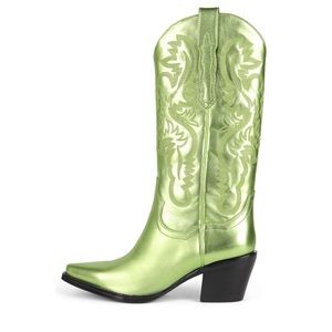 Jeffrey Campbell NWT Dagget Shiny Green Cowboy Boots